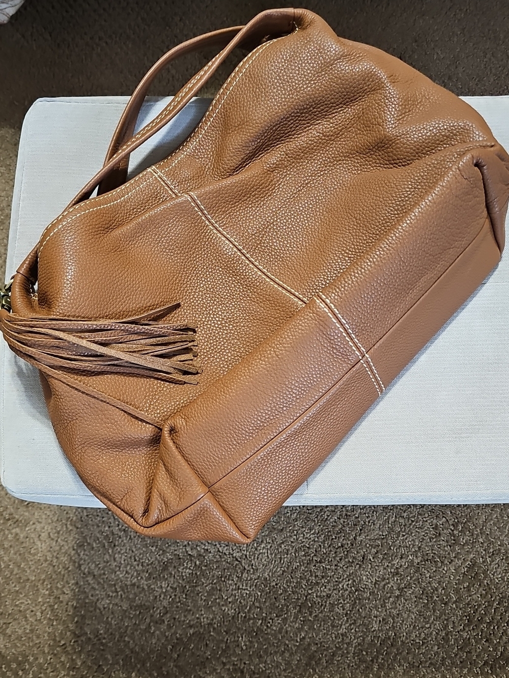 Classic Tassel Shoulder Bag in Cognac Brown